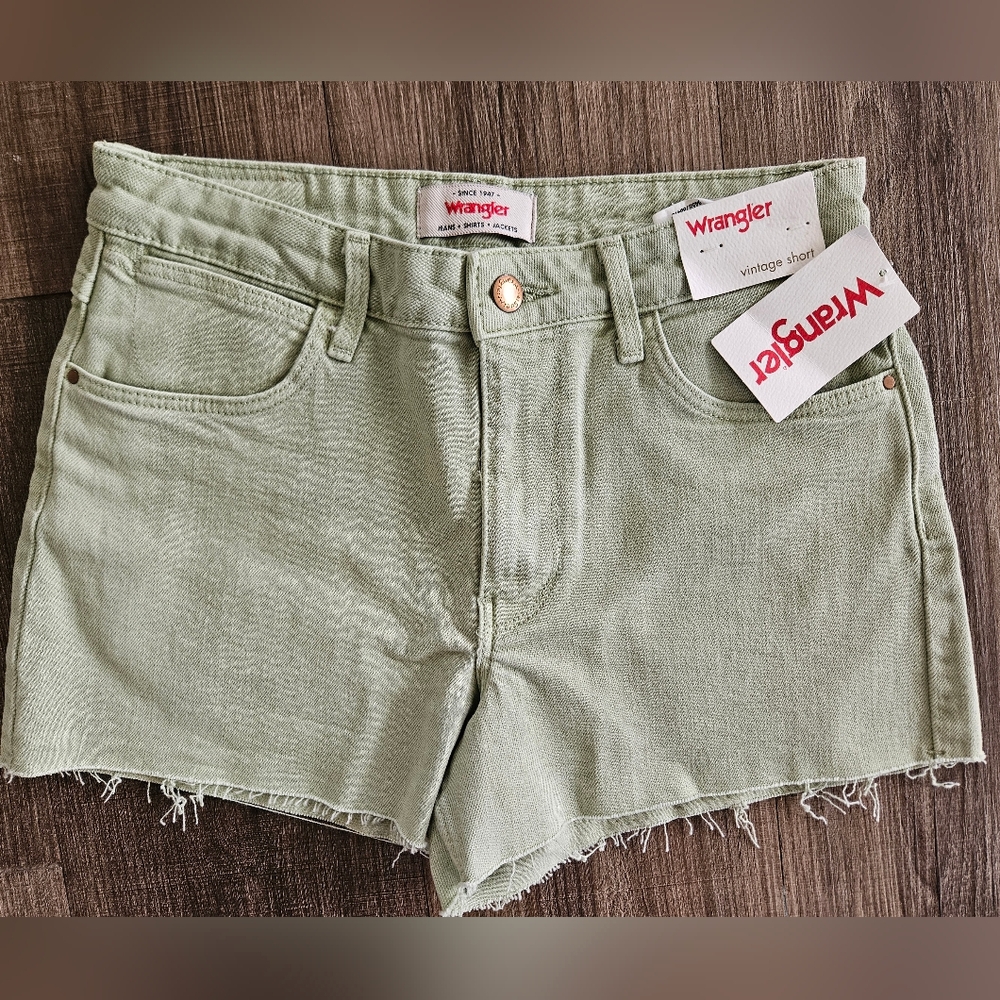Wrangler Sage Green Denim Jean Shorts